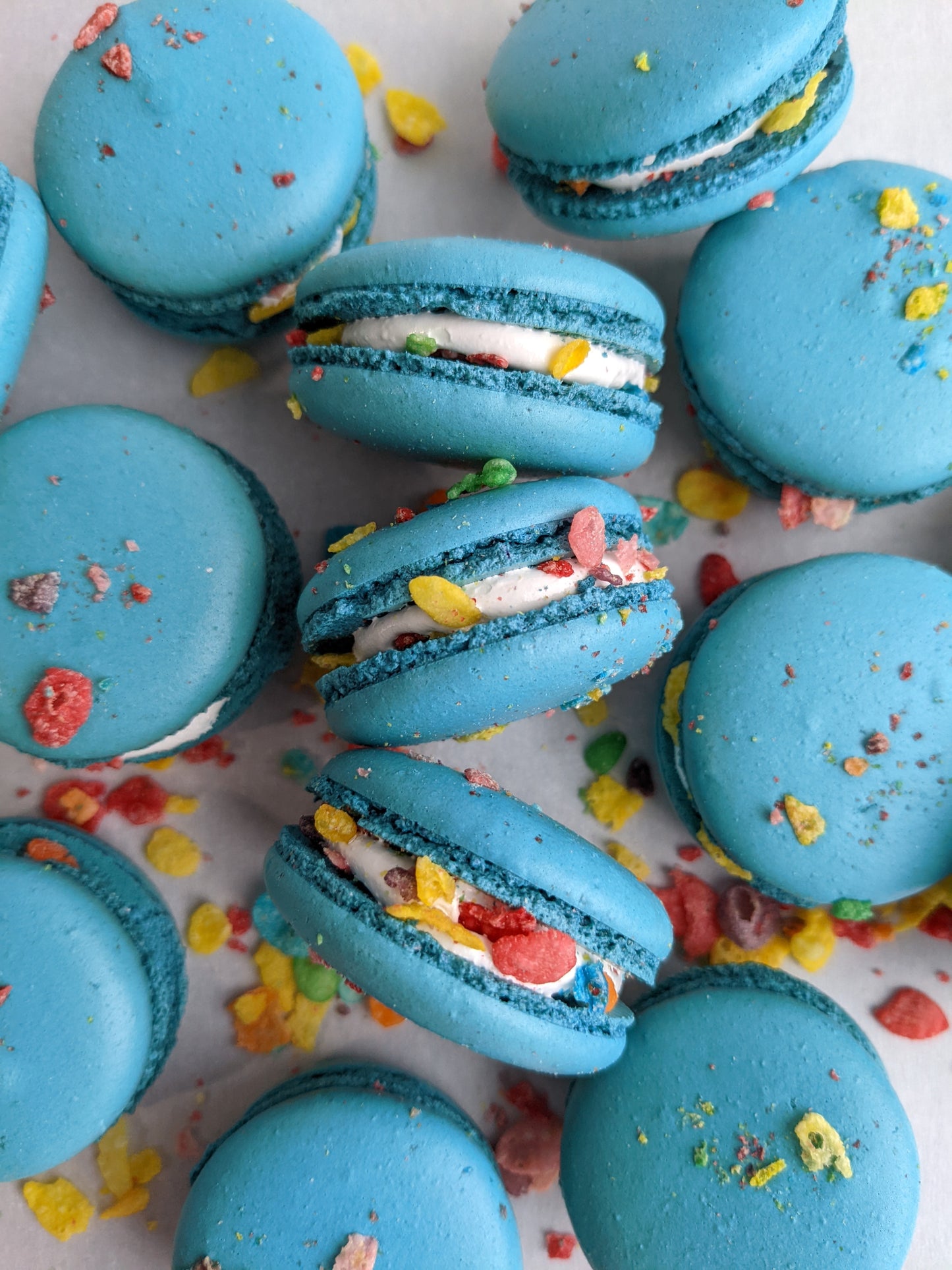 Marshmallow Fruity Pebbles Macarons - Dairy Free